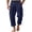 Navy, variant on CHEEREAM Mens Linen Cropped Pants Yoga Beach Loose Fit Casual Summer Elastic Waist Drawstring Baggy Trousers with Pockets Gray XL