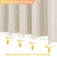 thumbnail image 6 of Ikfashoni Linen Cotton Shower Curtain with Tassel, Boho Farmhouse Waterproof Fabric Bath Curtain, Cream, 6 of 9