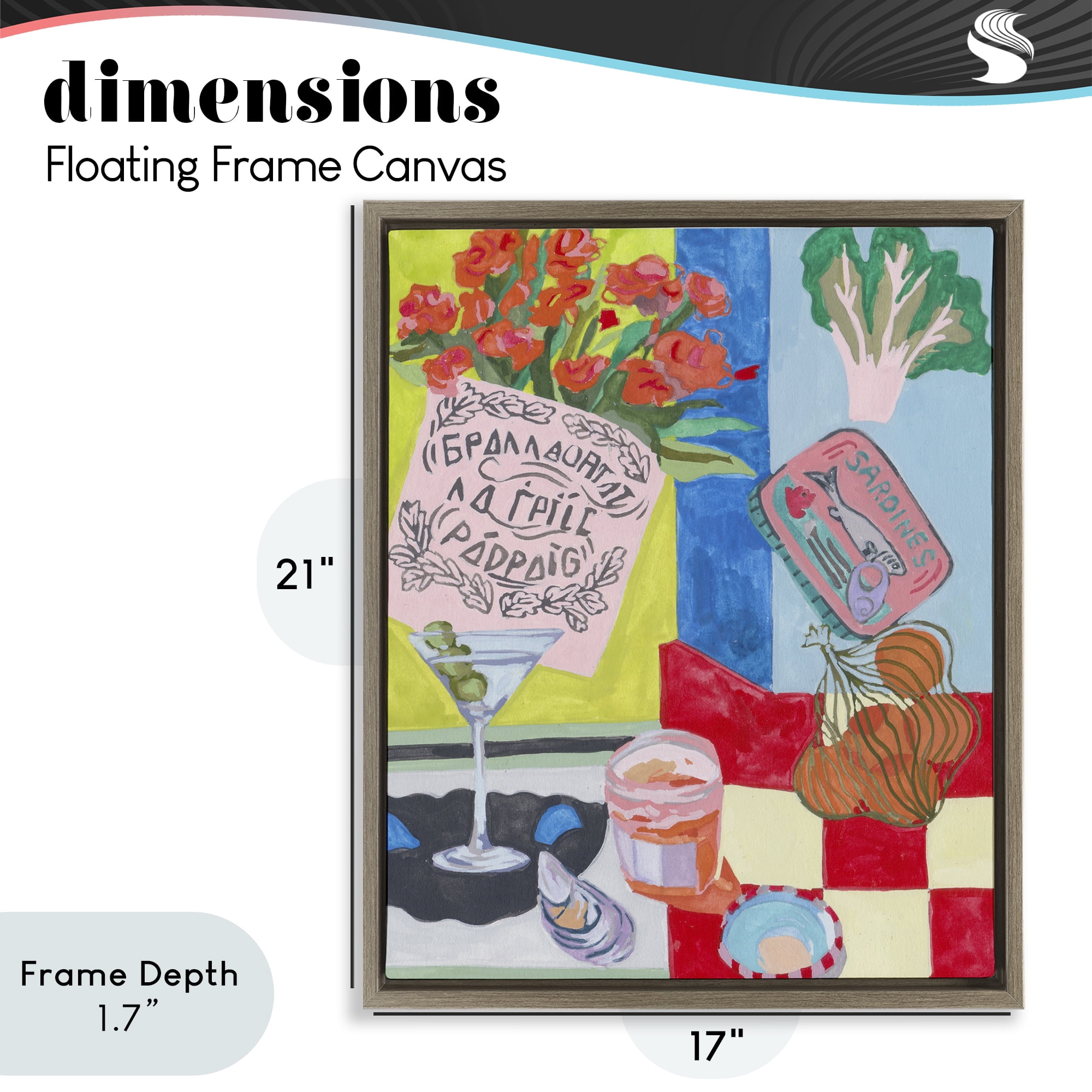 Stupell Industries Kitchen Checkered Still Life Brown Framed Floater Canvas Wall Art, design by Melissa Wang