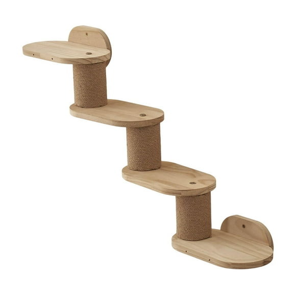 S SERENABLE Cat Wall Shelves 4 Steps Wooden Cat Wall Steps for Scratching Climbing Playing
