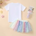 thumbnail image 4 of Vividxx Girl Easter Outfit Girls' Bunny Rainbow Mesh Dress Set Short Sleeved T Shirt And Skirt For Summer Festivals Fashion Clothing Set, 4 of 4