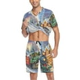 thumbnail image 3 of joogoo Men's Pajama Set Train in Winter Christmas V-Neck Pj Shorts Set 2 Piece Loungewear Sleepwear M, 3 of 7
