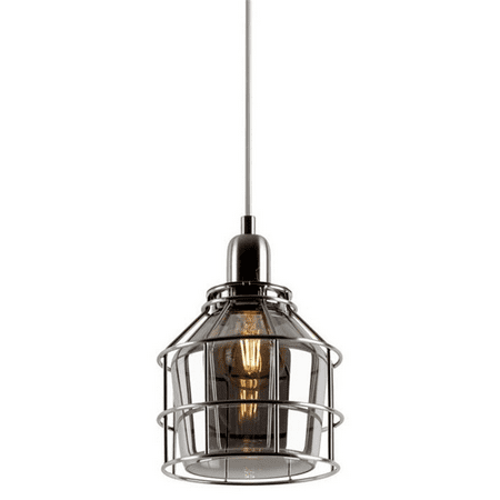 

Sunset Lighting F3615-80 Plover 1 Light Pendant Bright Satin Nickel Smokey Glass