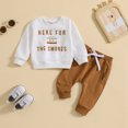 thumbnail image 2 of Back to School Clothes For Boys Girl Autumn Winter Crewneck Long Sleeve Stretch Waistband 3M 6M 12M 18M Sweatshirt Top Elastic Waist Sweatpants Set 2-Pieces, 2 of 9