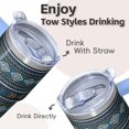 thumbnail image 4 of Stainless Steel Double Wall Cup 20oz with Lid & Straw - Vacuum Insulated Travel Tumbler, Leakproof Thermal Coffee Mug, Bohemian Themed, 4 of 5