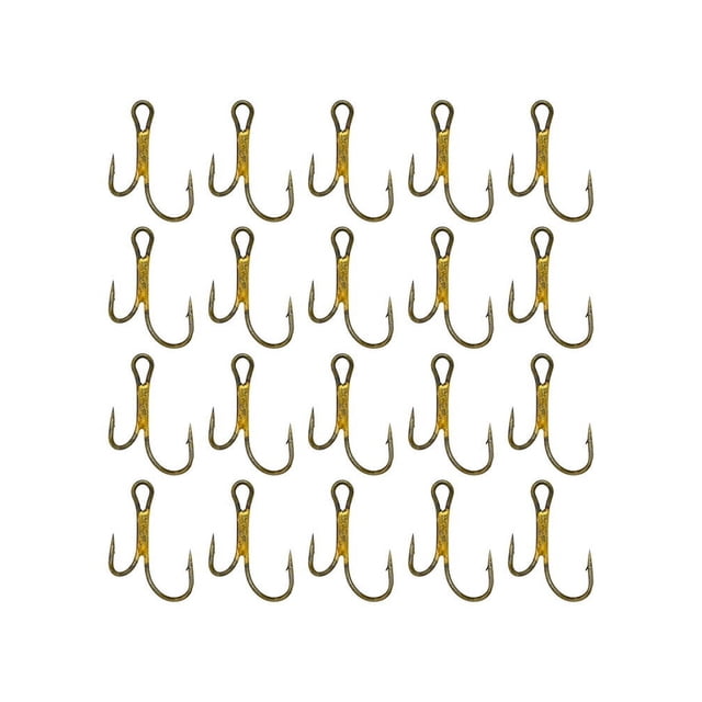 20Pcs Double Fishing Hook High Carbon Steel Golden Barbed Hook Zander Fishhooks 4#