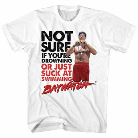 Baywatch 90's Drama Beach Patrol Lifeguard Drowning Or Suck Adult T-Shirt Tee White