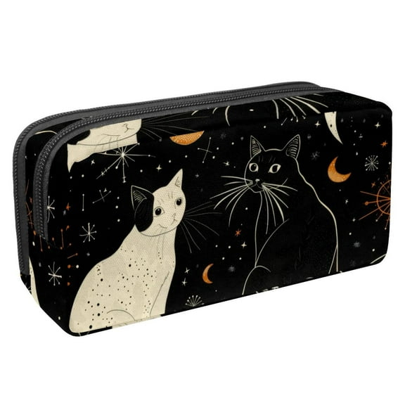 PhooArto Pencil Case, Cats Planets Stars Moon Large Capacity Pencil Pouch Stationery Pen Bag