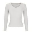thumbnail image 5 of HAiming Long Sleeved Tops for Womens Solid Color Slim V Neck Knitted Shirts 2025 Fall Winter Casual Basic Blouse, 5 of 5