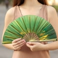 thumbnail image 4 of For Boots On The Ground Fan, For Boots on The Ground Hand Fan, Holographic Folding Hand Fan for Line Dancing, Large Clack Fans with Laser Colors (Green), 4 of 5