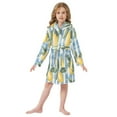 thumbnail image 6 of FORMRS Niños Bathrobe Unisex Hooded Robe Soft Plush Pajamas Sleepwear, Size 2-3T, Retro Lemon Leaves, 6 of 7
