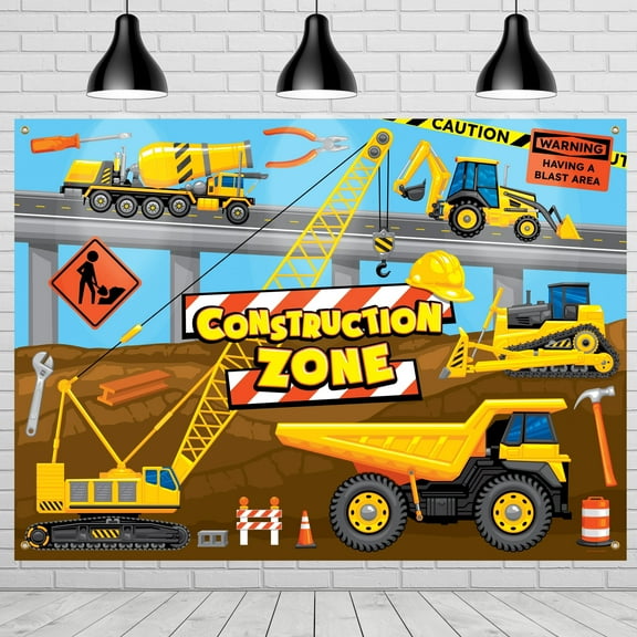 Construction Backdrop Banner - Construction Party Supplies