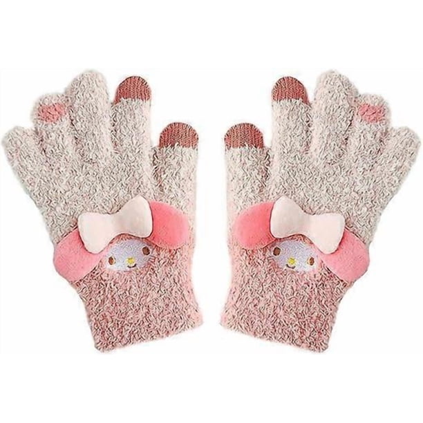 Cute anime winter touch screen gloves, kawaii warm soft elastic gloves for women girls