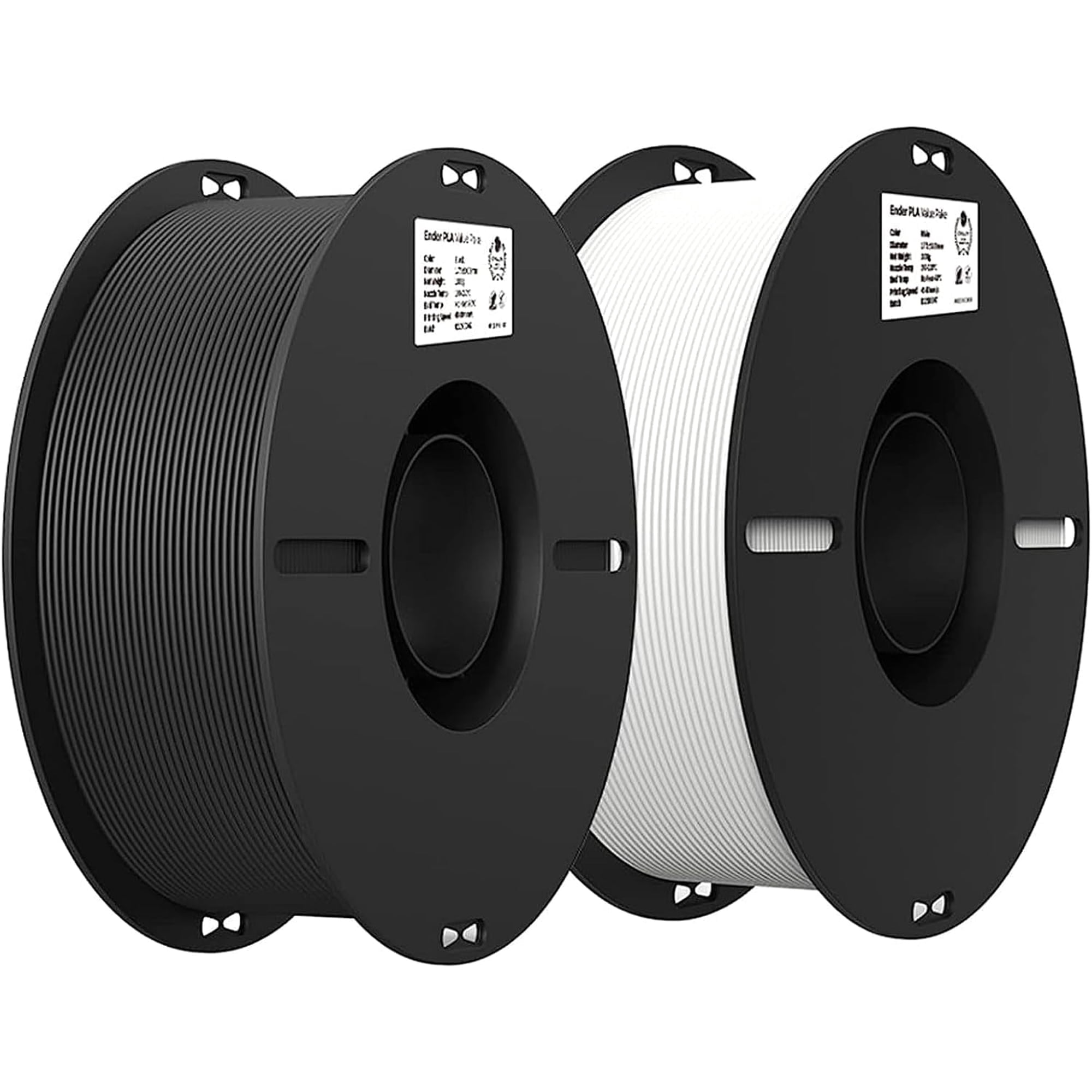 2-Pack Creality 3D Printer Filament, 1.75mm PLA Filament Bundle 2kg for 3D Printing, Ender PLA Filament No-Tangling, Strong Bonding & Overhang Performance, Accuracy +/- 0.02mm, Black & White