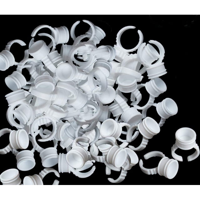 Anillos de pigmento - 100 piezas Anillos de tatuaje Tazas Anillos de maquillaje desechables Soporte de pegamento para tatuaje Anillo de tinta para tatuaje Anillos de pegamento de maquillaje adhesivo P