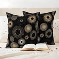 thumbnail image 3 of Geometric Black Outdoor Waterproof Pillow Covers, Abstract Goldeb White Boho Circle Dot Decorative Square Throw Pillowcase Sofa Cushion Sham for Patio/Couch/Chair, 18"x18" 2 Pack, 3 of 8