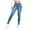 A-Blue100, variant on Bibifish Womens pants Classic Slim fit long length Blue Pencil Jeans Casual skinny button Denim Trousers with pockets for ladies