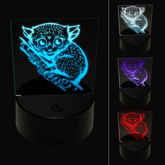 Tiny Primate Tarsier LED Night Light Sign 3D Illusion Desk Nightstand Lamp