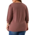 thumbnail image 4 of DARING DIVA Women's Plus 3/4 Sleeve V Neck Button Decor Casual Blouse 1X Burgundy, 4 of 6