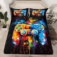 thumbnail image 2 of Homewish Teens Colorful Gamepad Full Size Sheets,Watercolor Graffiti Bed Sheets,Multicolor Solash Ink Sheet Sets For Boys Kids,Ultra Soft Home Decor,4-Piece, 2 of 7