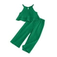 thumbnail image 1 of Odeerbi 3-8 Años Niñas Trajes de Verano Camisola de Gasa Con Volantes Pantalones de Pierna Ancha Conjunto de Dos Piezas Pantalones de Cintura Elástica Conjunto, 1 of 4