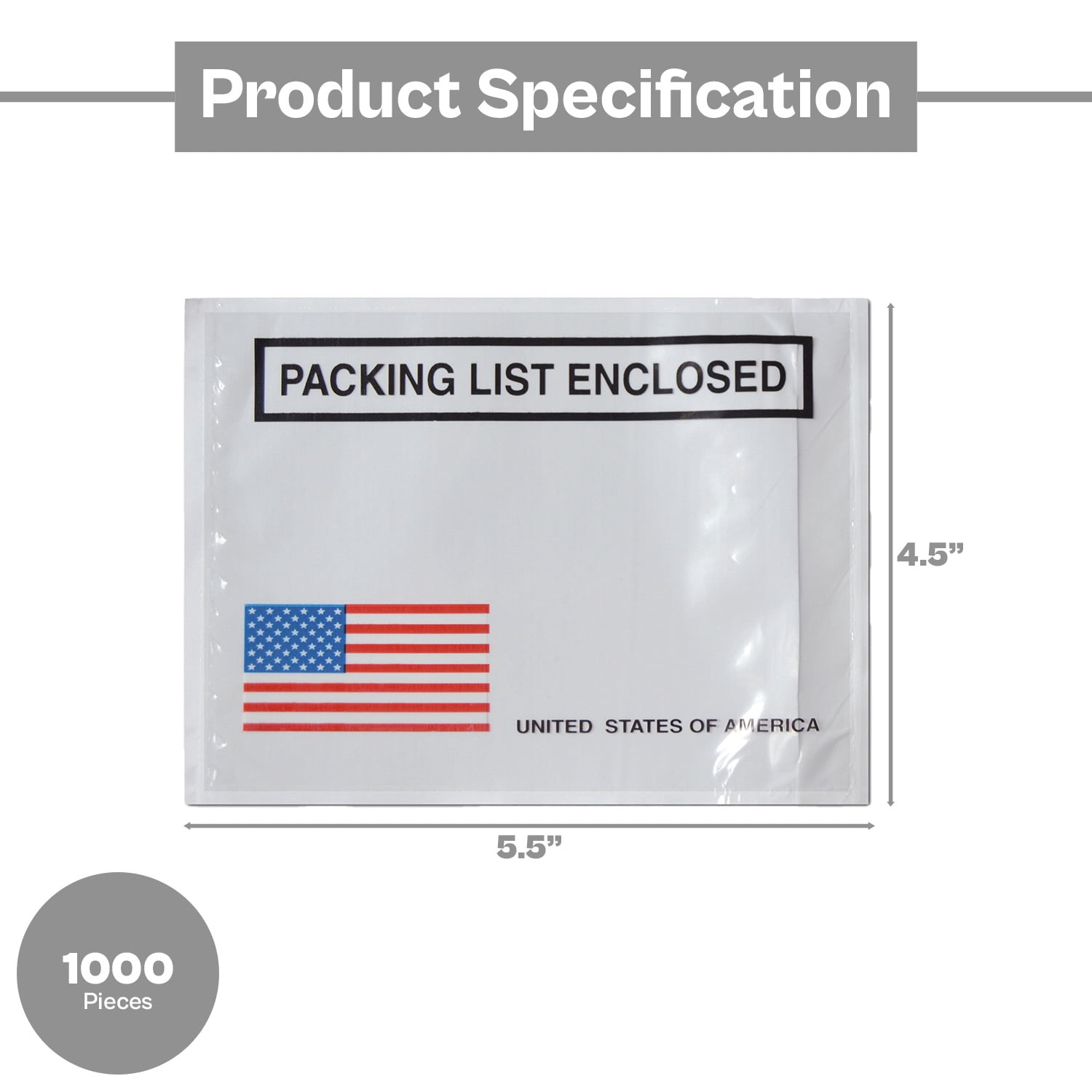 SSBM Packing List Enclosed Envelopes - Panel Face - 4.5" x 5.5" - 1000 Pieces for Packing and Shipping