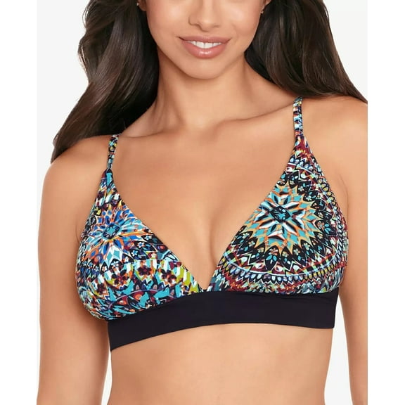 Skinny Dippers BLACK MULTI Motley Bridgette Bikini Swim Top, US Small