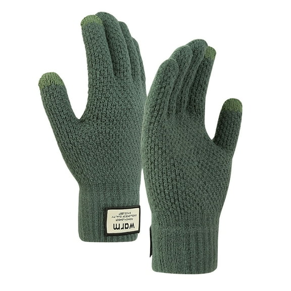 YAYUBA Womens Gloves,Wool Blend Thermal Gloves for Men and Women Extreme Cold Weather Windproof Lined Touchscreen Knitted Mittens,Green