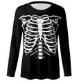 thumbnail image 4 of XIAOCHA Skeleton Ribcage Print T Shirt For Women Long Sleeve Round Neck Halloween Tee, 4 of 4