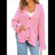 thumbnail image 2 of Suéter de Punto Grueso para Mujer, Cárdigan de Larga con Cuello en V, Botones y Bolsillo para Otoño e Invierno. Rosa L, 2 of 10