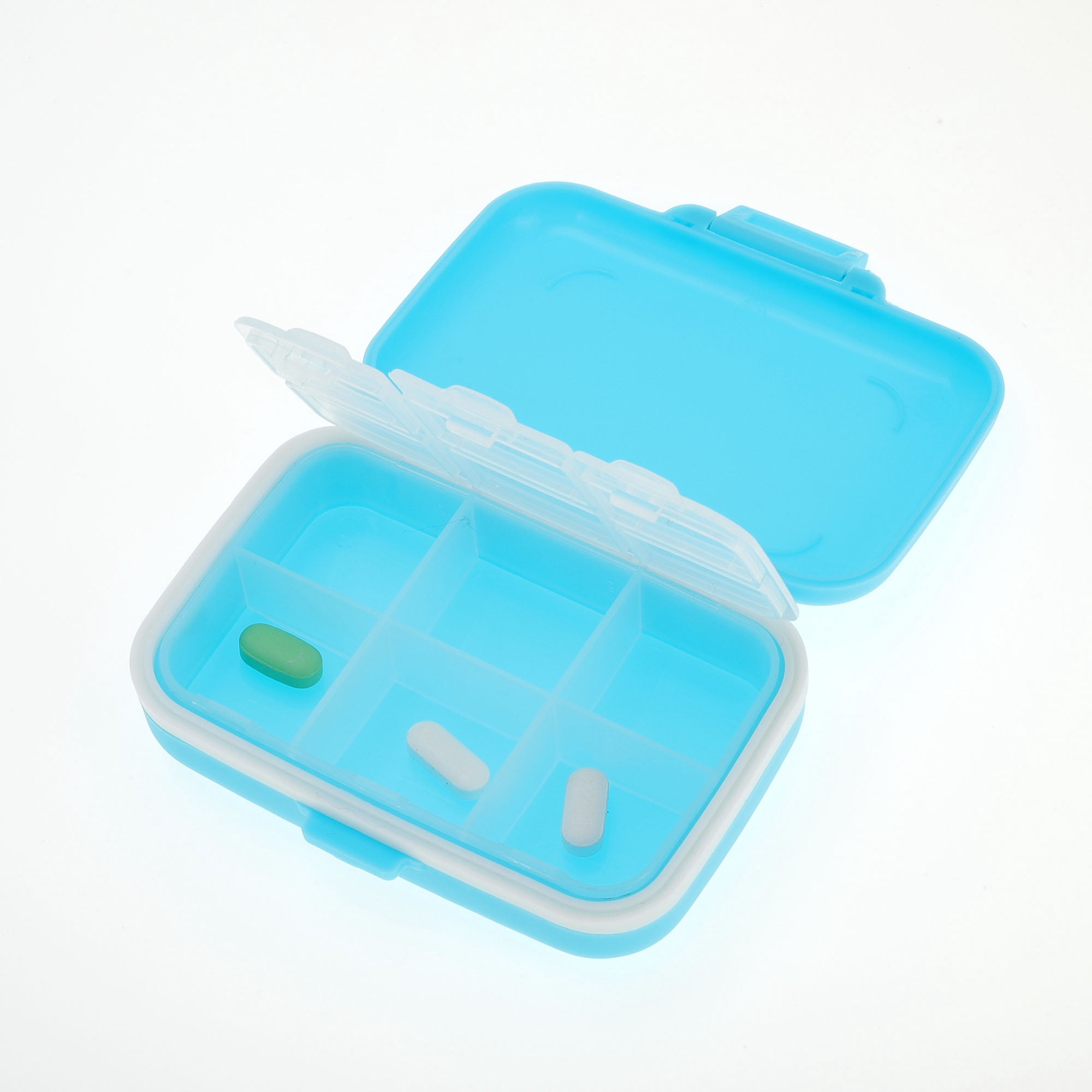 Unique Bargains 6 Grids Single Layer Pill Box for Travel 1 Pc Light Blue
