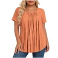 thumbnail image 2 of Neewe Womens Plus Size Pleated Tops Short Sleeve Summer Tunic Casual Loose Fit Crewneck Shirts Blouse 2026, 2 of 6