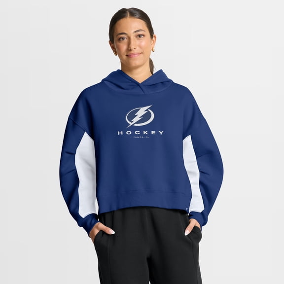 Women's Fanatics Blue Tampa Bay Lightning Back Check Boxy Hoodie