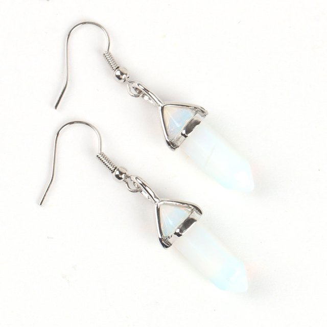 Women Hexagonal Reiki Natural GemStone Bead Drop Earring Decoration Jewelry