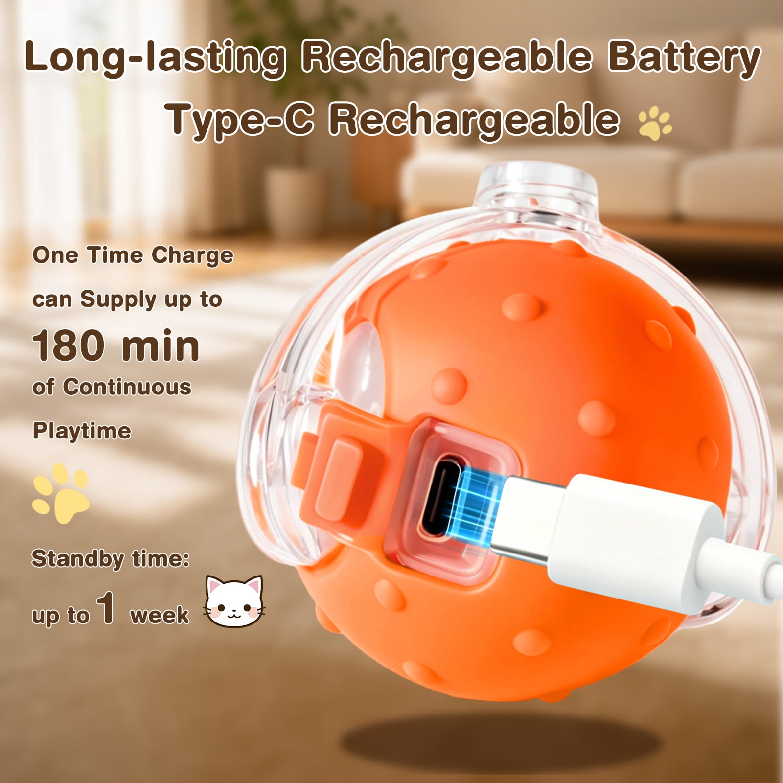 Risehigh Cat Toys for Indoor Cat Toy Smart Interactive Cat Toy Ball Rechargeable