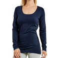 thumbnail image 3 of T-Shirt - Women's Fitted Cotton Long Sleeve Scoop Neck Tee M, Navy, 3 of 4