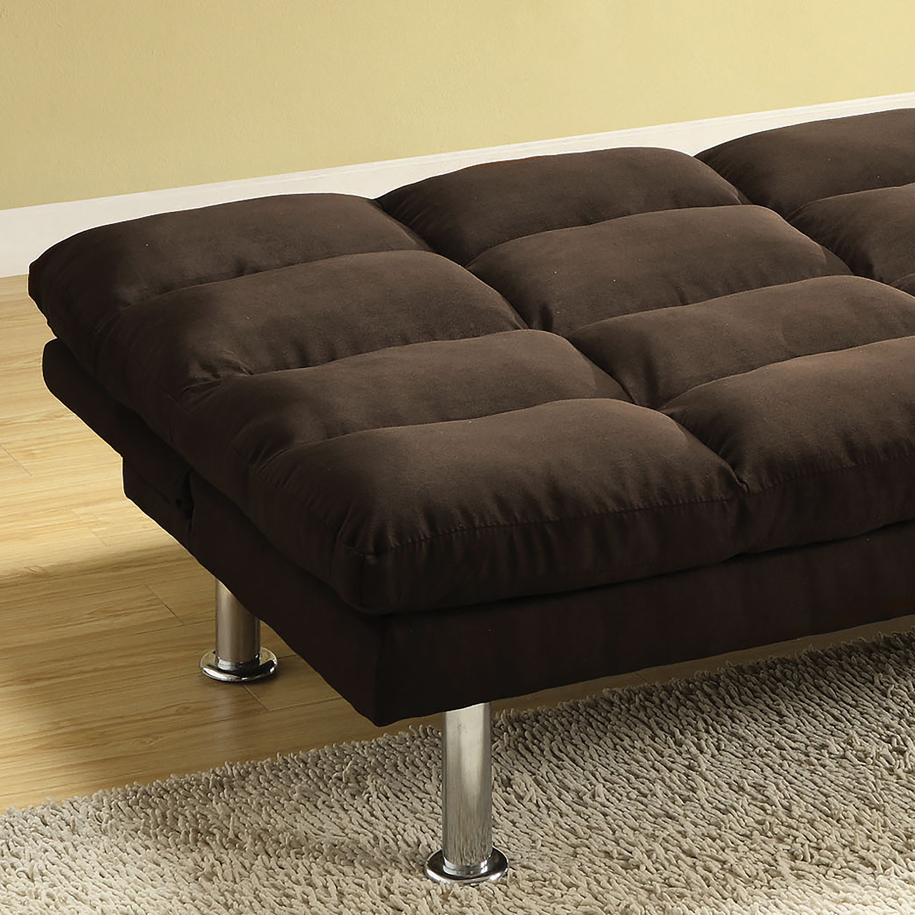 Furniture of America Wyve Modern Fabric Convertible Futon Sofa, Dark Brown