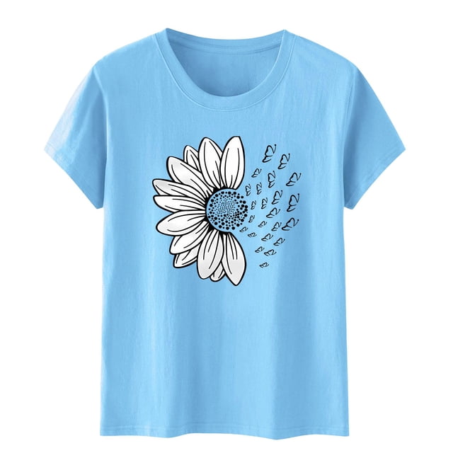 Jindong T-Shirt Femme Simple Impression Europe et États-Unis Hommes et Femmes Col Rond