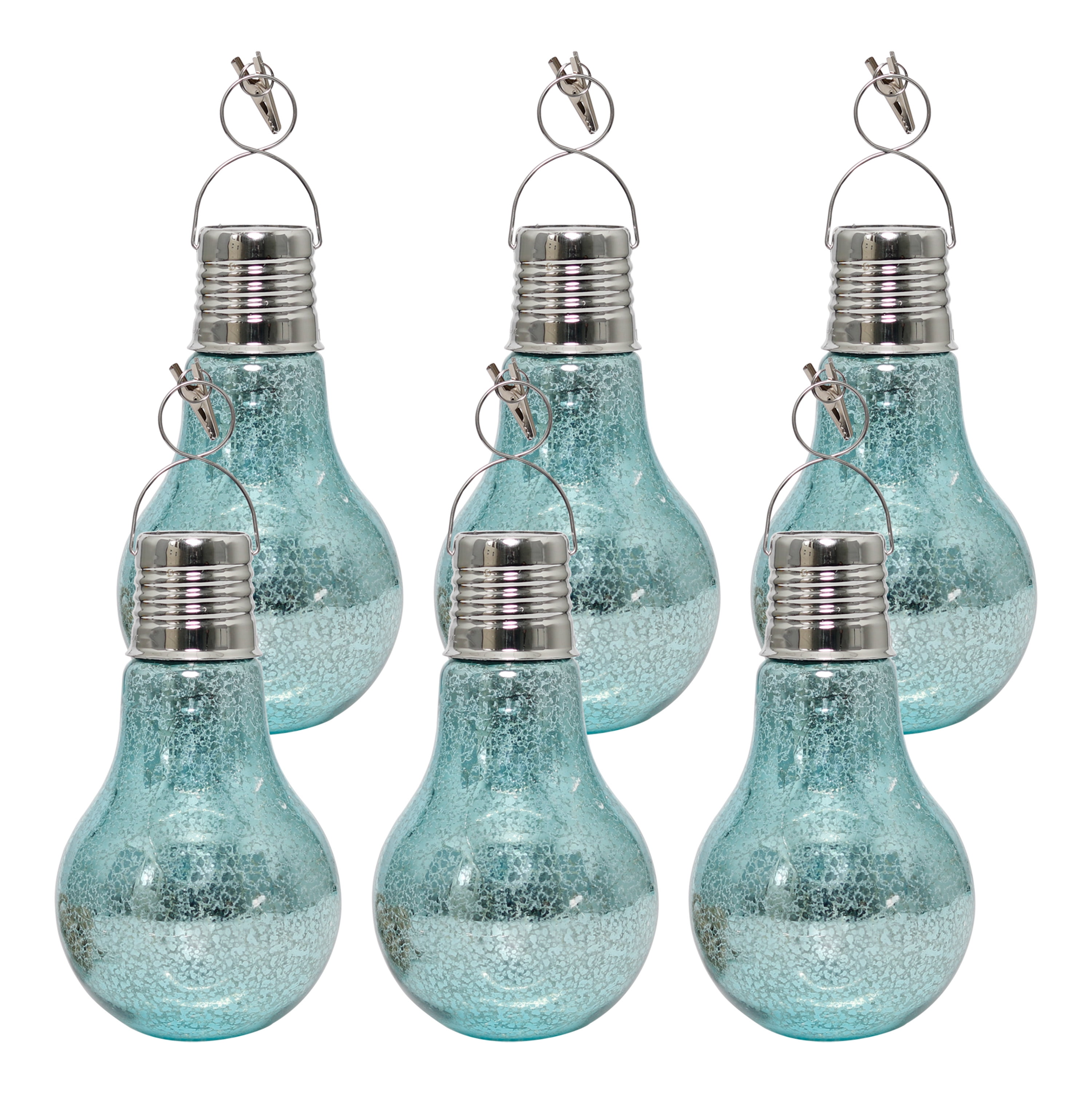 Westinghouse 6PK Solar Teal Mercury Glass Lanterns String Lights