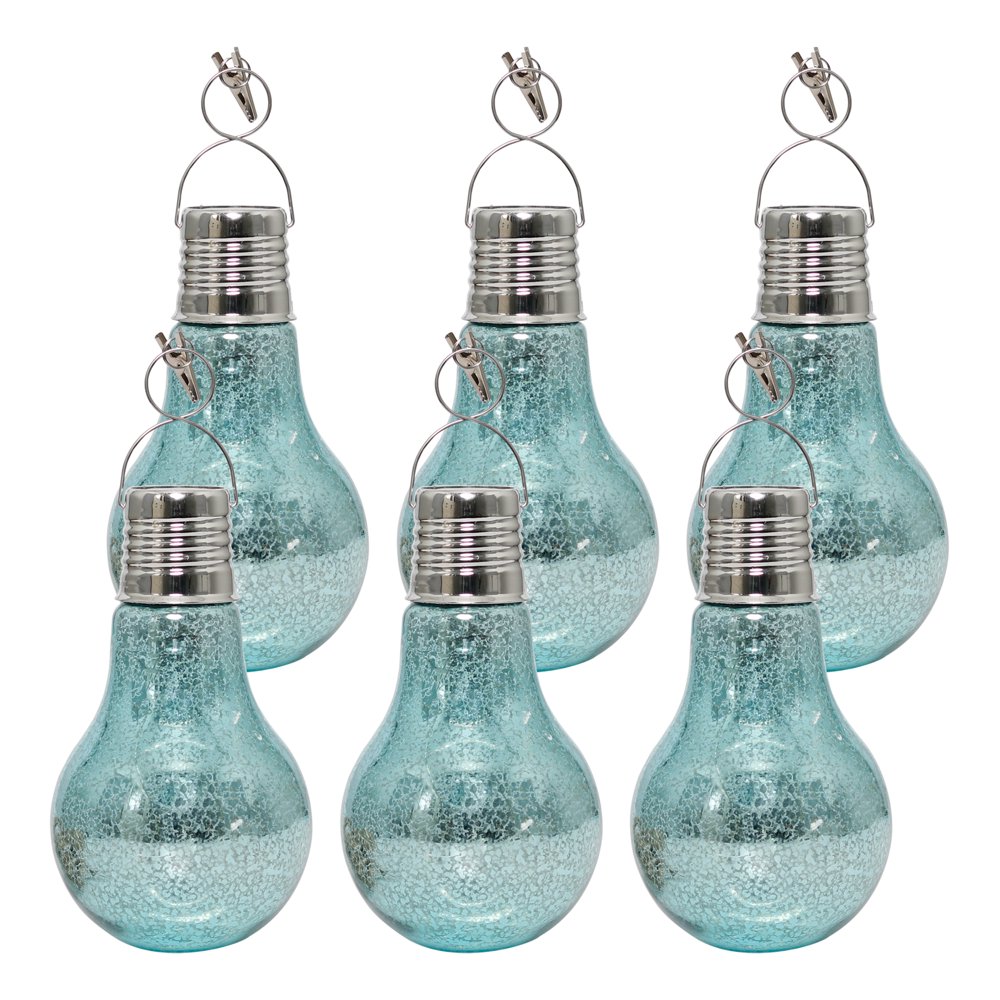 Westinghouse 6PK Solar Teal Mercury Glass Lanterns String Lights