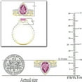 thumbnail image 3 of Divine Creation 925 Sterling Silver 2.50 Ct Pear Cut Pink Sapphire Christmas Thanksgiving Wedding Bridal Ring Set 14K Yellow Gold Plated For Women's -8, 3 of 3