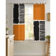 thumbnail image 4 of Orange Black Sheer Curtains 45 Inch Length 2 Panels Set for Living Room/Bedroom, Farmhouse Striped Modern Abstract Art Kitchen Curtains Grommet Semi-Sheer Curtains Drapes Window Treatments 42"x45"x2, 4 of 7