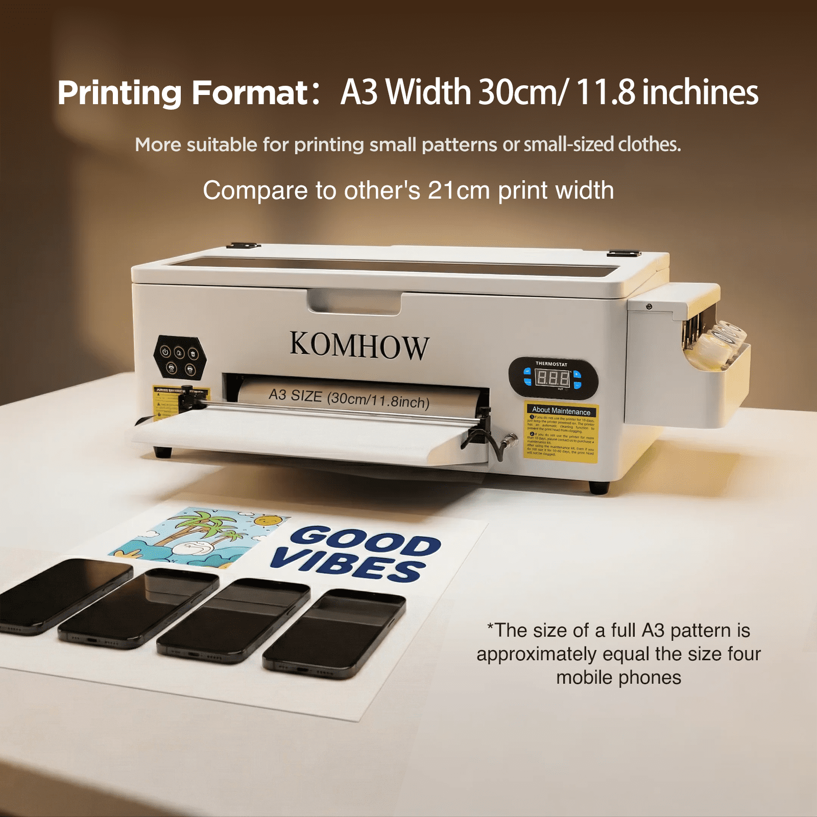 DTF Printer - L1800 A3 DTF Transfer Printing Machine, Direct to Film Printer with Security Software, DIY Print for Clothing and Multiple Fabrics (Includes Oven)