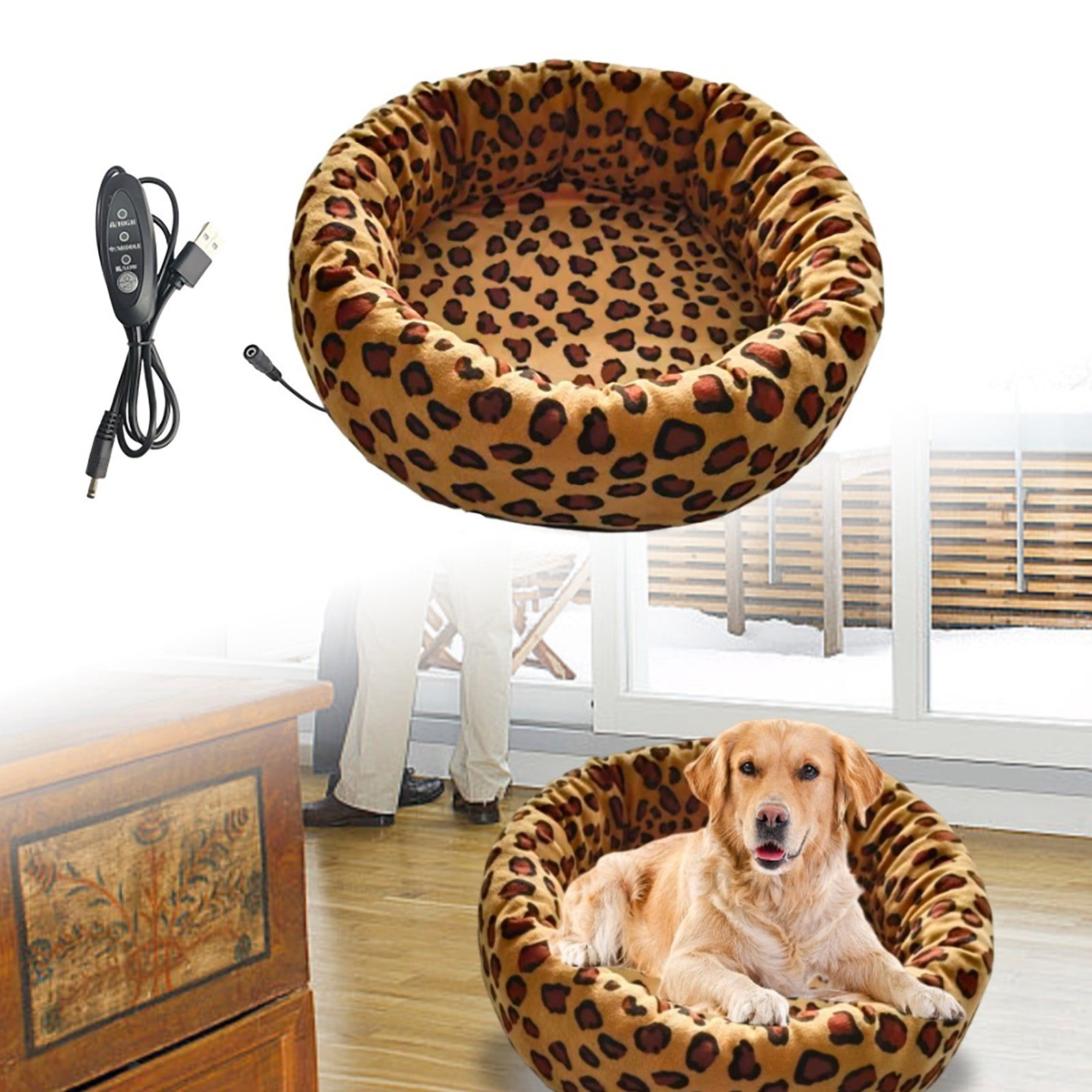 Indoor Heated Pet Bed for Cats and Small Dogs, 15.7x15.7 Inch Electric Warming Pad with Soft Plush Cover, Machine Washable Winter Heating Mat