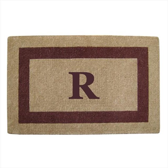Nedia Home 02083R Single Picture - Brown Frame 30 x 48 In. Heavy Duty Coir Doormat - Monogrammed R