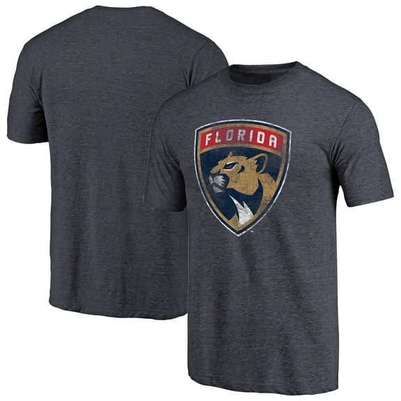 Men's Navy Florida Panthers Distressed Team Primary Logo Tri-Blend T-Shirt