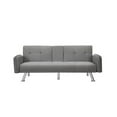 thumbnail image 4 of Convertible Sofa Bed, Tufted Upholstery Couch with 3 Adjustable Angles Backrest and Metal Legs, Padded Sleeper Loveseat Couch Leisure Sofa with Armrest for Living Room, Light Gray, 4 of 7
