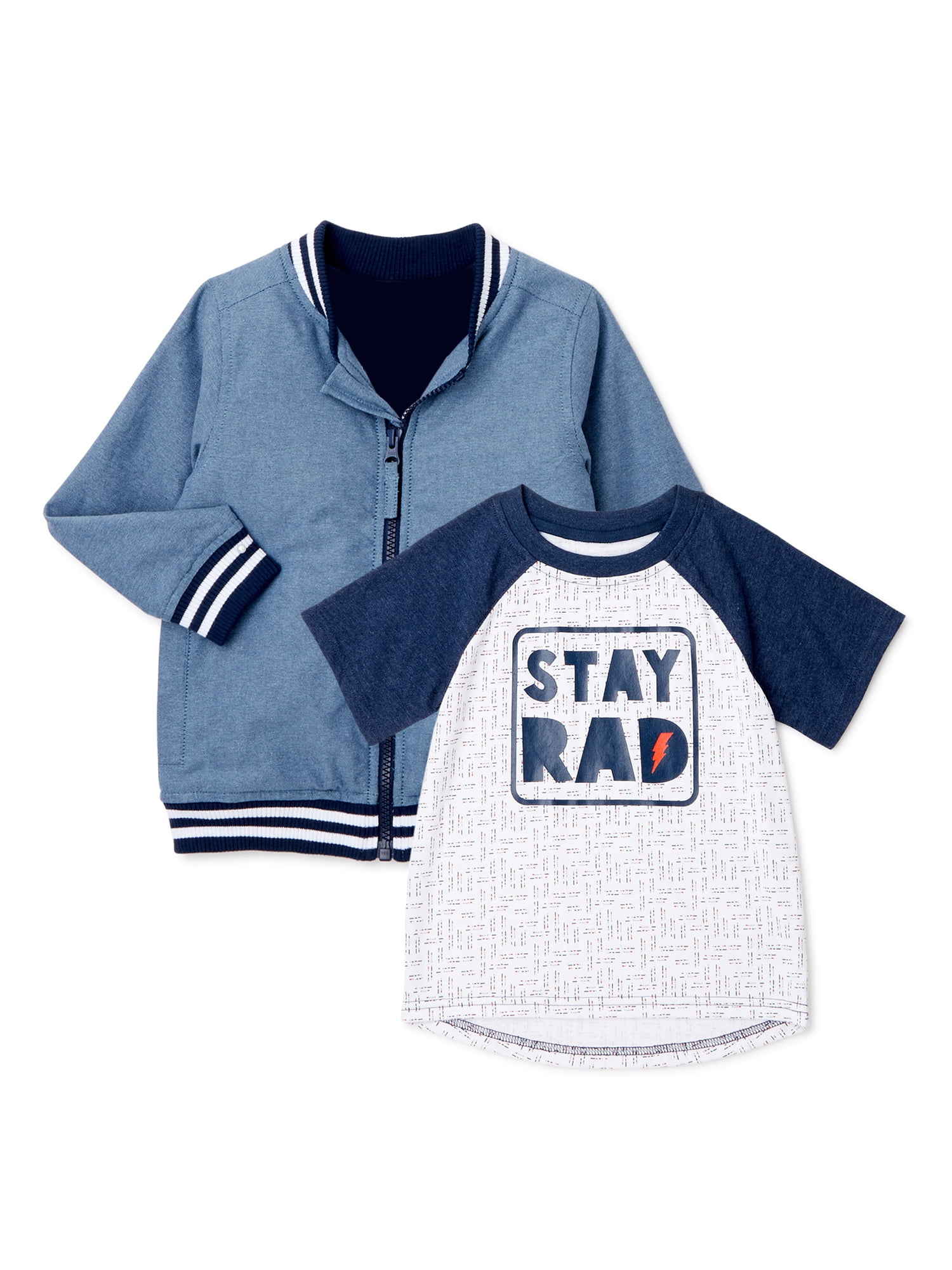 Wonder Nation Baby Boy & Toddler Boy Bomber Jacket & TShirt, 2Piece