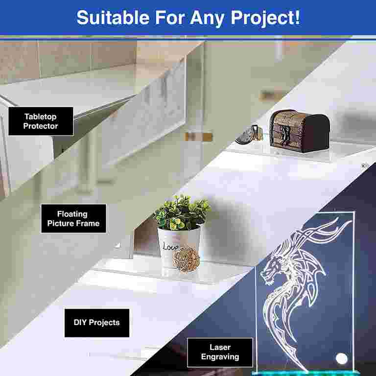 USA Sealing Clear Cast Acrylic Plexiglass Sheet - 1/8" Thick, 24" X 24", Transparent Panel For DIY Projects And Crafts