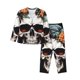 thumbnail image 1 of Balery Flower Horn Skull Conjunto de Pijama con Estampado para Mujer, Conjunto de Dos Piezas con Manga Larga, Ropa de Dormir Suave con Bolsillos, Pijamas Cómodos-Small, 1 of 7